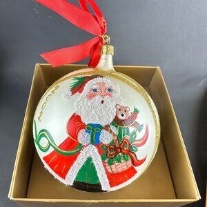 Waterford 2002 Annual Santa Ball Glass Ornament With Box 4.5"